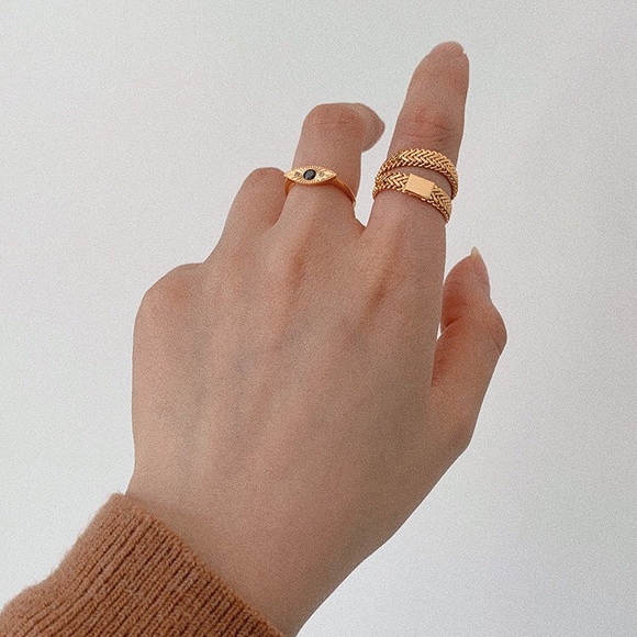 LAST2 Gold Plated Snake Herringbone Soft Chain Wrap Ring - Picture 3 of 13